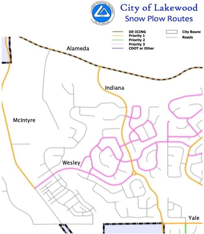 City of Lakewood Snow Plow Routes Map